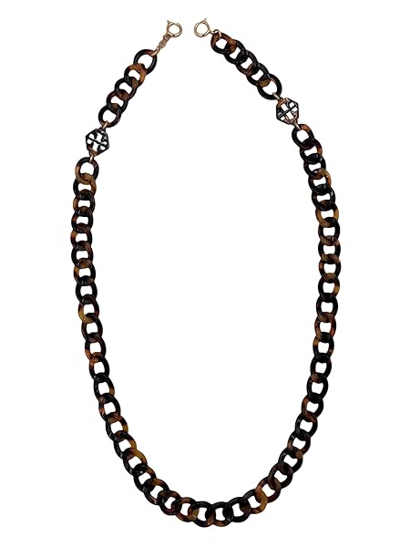 Tory Burch Hex Resin Face Mask Chain Tortoise
