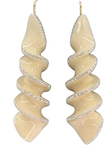 Tory Burch Spiral Christal Earring Ivory