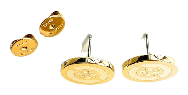 Tory Burch Split Circle Enamel Stud Earring 88333 Ivory/New Cream 700 - 画像 (5)