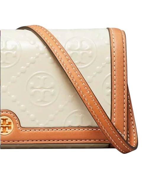 Tory Burch T Monogram Leather Crossbody Wallet, Embossed Pattern, New Ivory/Tan - Image 4
