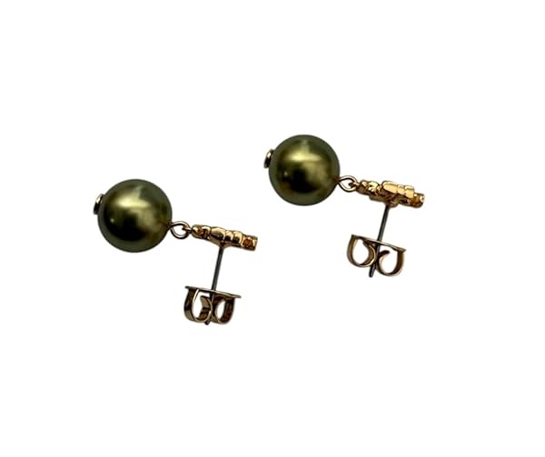 Tory Burch Textured Rope Logo Pearl Drop Earring (Gold Plated Pearl) - Image 5