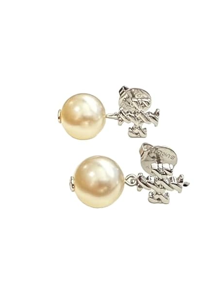 Tory Burch Textured Rope Logo Pearl Drop Earring (Tory Silver Pearl) - Image 3
