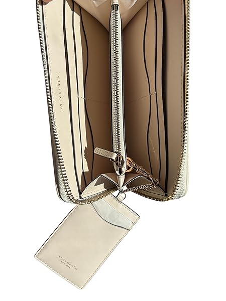 Tory Burch Thea Continental Wallet with Card Holder 152102, Woven Leather, New Cream 104 - Image 3