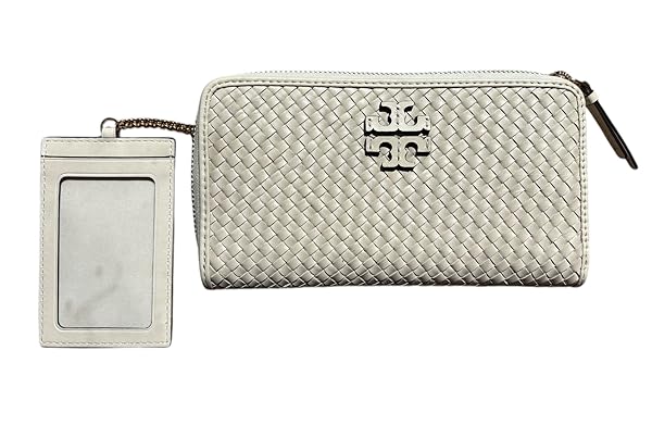 Tory Burch Thea Continental Wallet with Card Holder 152102, Woven Leather, New Cream 104 - Image 6