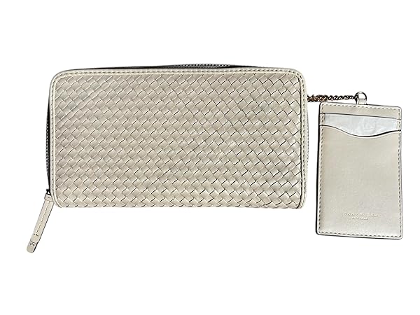 Tory Burch Thea Continental Wallet with Card Holder 152102, Woven Leather, New Cream 104