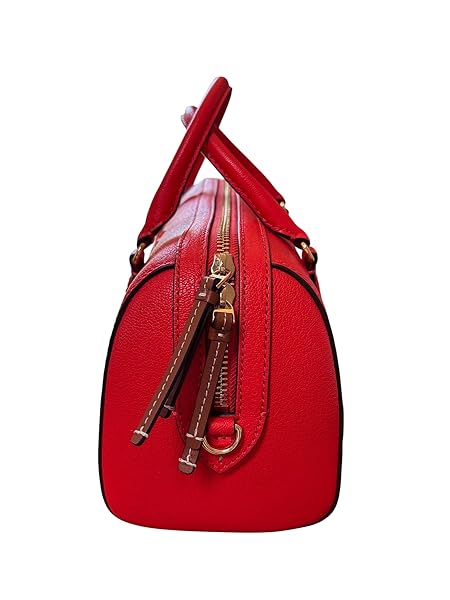 Tory Burch Thea Textured Leather Satchel, Poppy Red, with Two Adjustable Straps - Image 4