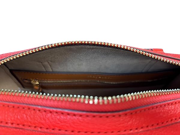 Tory Burch Thea Textured Leather Satchel, Poppy Red, with Two Adjustable Straps - Image 5