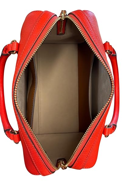 Tory Burch Thea Textured Leather Satchel, Poppy Red, with Two Adjustable Straps - Image 6