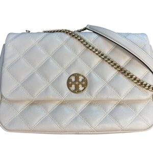 Tory Burch Willa Shoulder Bag New Brie One Size Quilted Leather Convertible Chain Strap