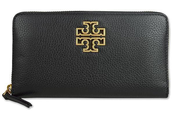 Tory Burch Women's 141004 Pebbled Leather Britten Zip Continental Wallet (Black) - Image 3