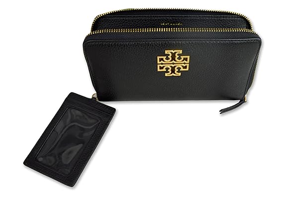 Tory Burch Women's 141004 Pebbled Leather Britten Zip Continental Wallet (Black) - Image 6