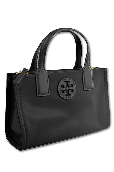 Tory Burch Womens 146437 Elle Gold-Tone Hardware Mini Nylon Tote Bag, (001 Black)