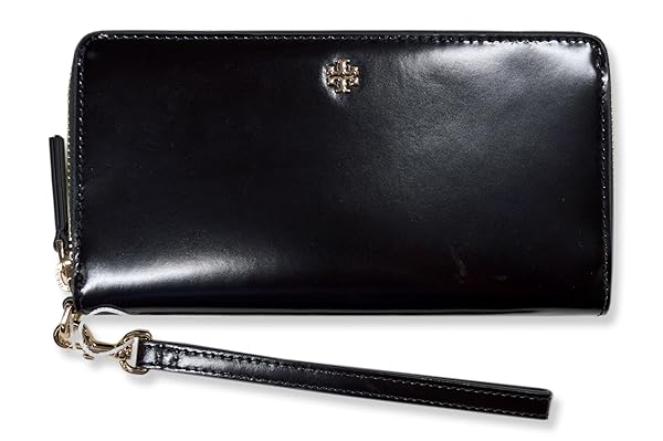 Tory Burch Womens 162753 Emerson Patent Zip Around Continental Wallet, Black