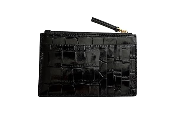 Tory Burch Women's Britten Embossed Zip Card Case Wallet (Black) - Image 3