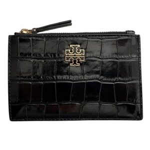 Tory Burch Women's Britten Embossed Zip Card Case Wallet (Black)