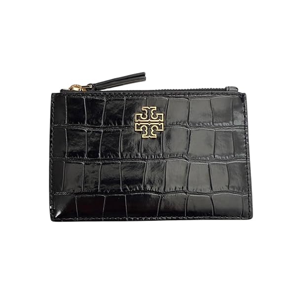 Tory Burch Women's Britten Embossed Zip Card Case Wallet (Black) - Image 5
