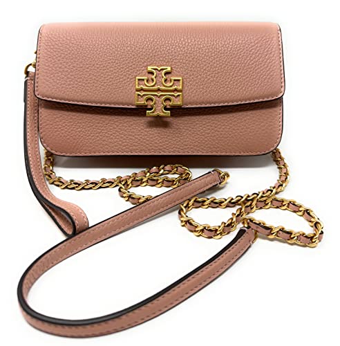 Tory Burch Women's Britten Pebble Chain Wallet W. Wristlet (Light Meadowsweet)