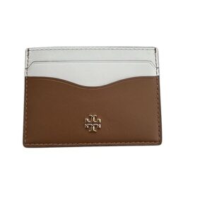 Tory Burch Women's Emerson Soft Colorblock Slim Card Case (Optic White/Moose)