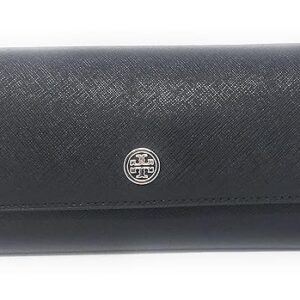 Tory Burch Women's Emerson Wallet on a Chain (Crossgrain Leather, Black)