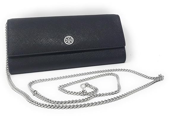 Tory Burch Women's Emerson Wallet on a Chain (Crossgrain Leather, Black) - Image 6