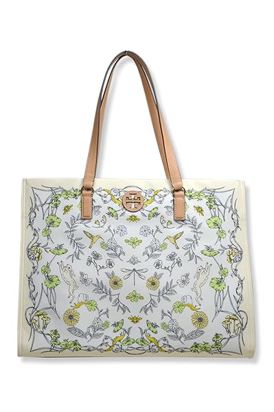 Tory Burch Womens Floral Easter Printed Nylon Tote Bag with Gold-Tone Hardware, Large, Meadow - Image 3