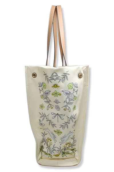 Tory Burch Womens Floral Easter Printed Nylon Tote Bag with Gold-Tone Hardware, Large, Meadow - Image 4