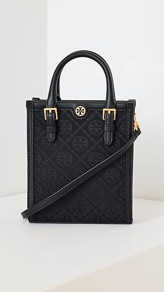 Tory Burch Women's Mini T Monogram Tote, Black, One Size - Image 3