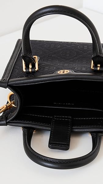 Tory Burch Women's Mini T Monogram Tote, Black, One Size - Image 6