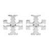 Tory Burch Women's Small Logo Stud Earrings (Tory Silver)