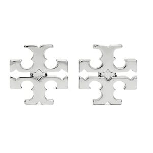 Tory Burch Women's Small Logo Stud Earrings (Tory Silver)