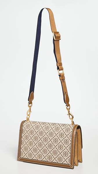 Tory Burch Women's T Monogram Jacquard Shoulder Bag, Hazel, Tan, Graphic, One Size - Image 4