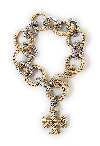 Tory Burch Women's Textured Rope Chain Bracelet (Tory Gold, Tory Silver) - Image 3