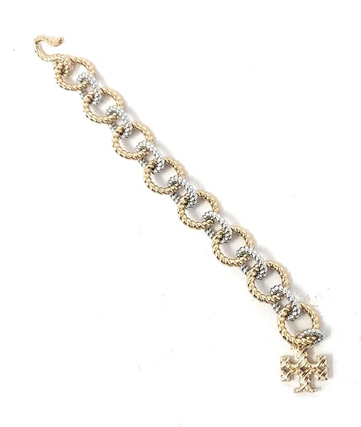Tory Burch Women's Textured Rope Chain Bracelet (Tory Gold, Tory Silver)