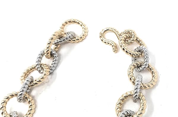 Tory Burch Women's Textured Rope Mixed Metal Necklace (Tory Gold, Tory Silver) - Image 4