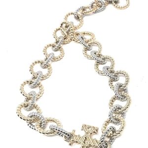 Tory Burch Women's Textured Rope Mixed Metal Necklace (Tory Gold, Tory Silver)
