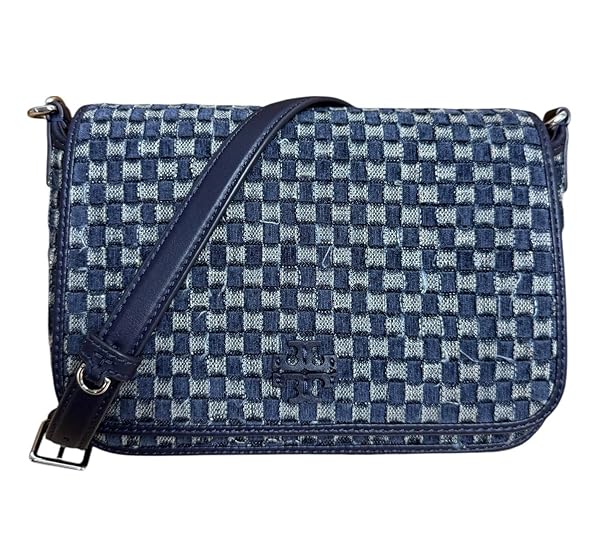 Tory Burch Women's Thea Denim Flap Crossbody Shoulder Bag (Denim/Tory Navy)