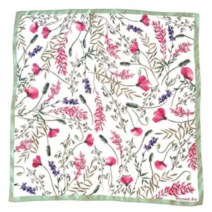 pink, green, and white floral scarf