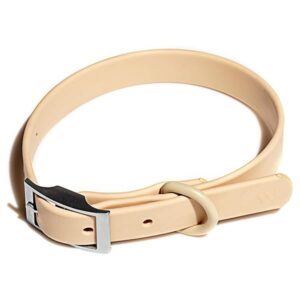 Wild One Dog Collar, The Original Easy-Clean, All Weather Flex-Poly Strap with Metal, Durable, Dirt and Odor Resistant, Size M, Tan