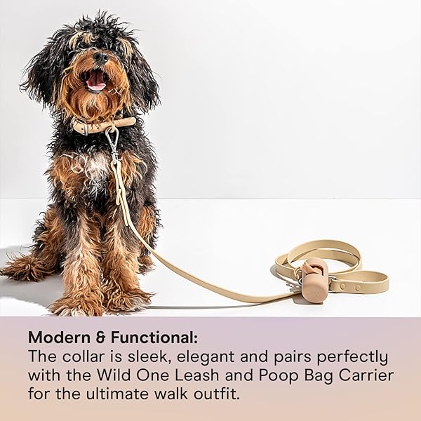 Wild One Dog Collar, The Original Easy-Clean, All Weather Flex-Poly Strap with Metal, Durable, Dirt and Odor Resistant, Size L, Tan - Image 4