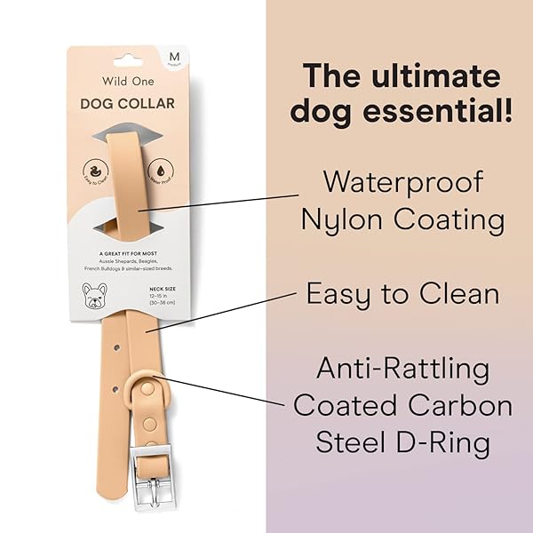 Wild One Dog Collar, The Original Easy-Clean, All Weather Flex-Poly Strap with Metal, Durable, Dirt and Odor Resistant, Size L, Tan - Image 5