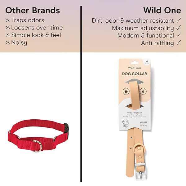 Wild One Dog Collar, The Original Easy-Clean, All Weather Flex-Poly Strap with Metal, Durable, Dirt and Odor Resistant, Size L, Tan - Image 7