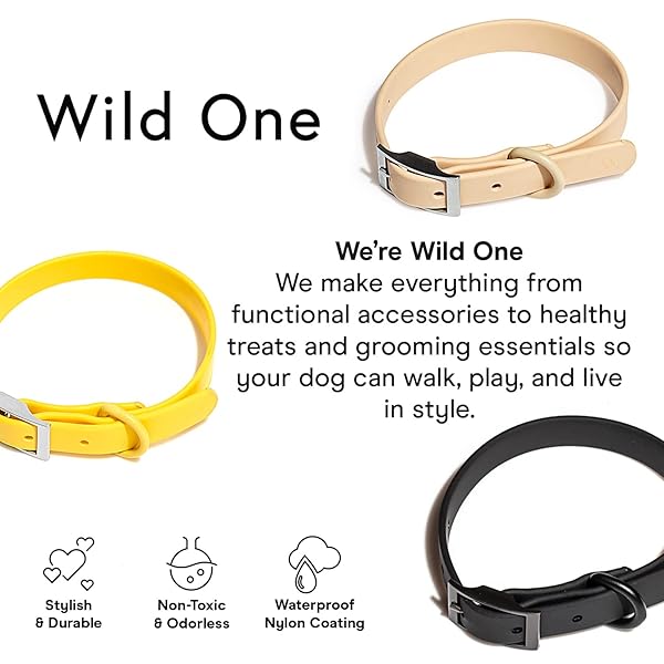 Wild One Dog Collar, The Original Easy-Clean, All Weather Flex-Poly Strap with Metal, Durable, Dirt and Odor Resistant, Size L, Tan - Image 8