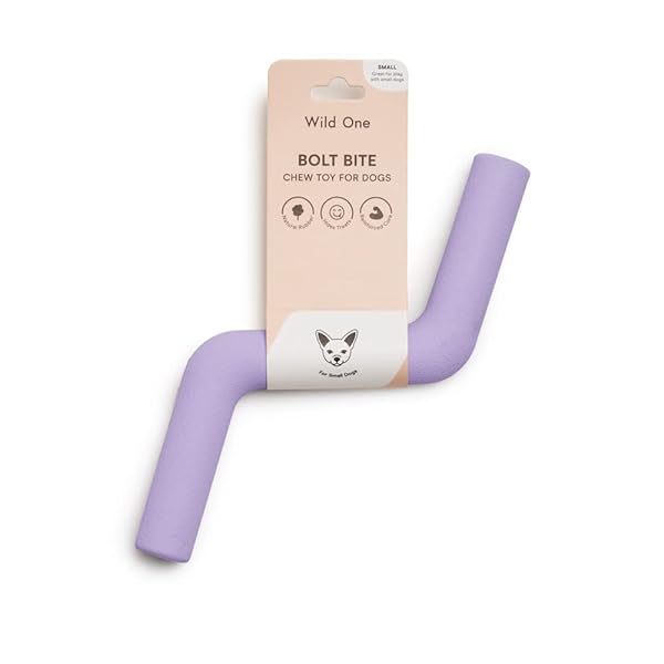 와일드 원 스몰 볼트 바이트 개 장난감 100% 천연 고무, 씹는 재미, 씹는 장난감, 간식 분배, 작은 품종 용으로 제작 라일락