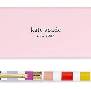 kate spade new york Black Ink Ballpoint Pen with Reusable Gift Box, Professional Office Pen for Women Accepts Standard Refills, Candy Stripe