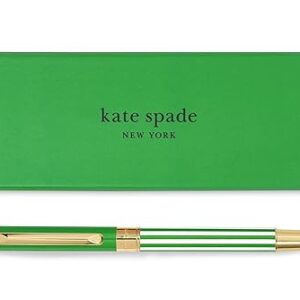 kate spade new york Black Ink Ballpoint Pen with Reusable Gift Box, Professional Office Pen for Women Accepts Standard Refills, Green Pastry Stripe