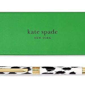 kate spade new york Black Ink Ballpoint Pen with Reusable Gift Box, Professional Office Pen for Women Accepts Standard Refills (Modern Leopard)