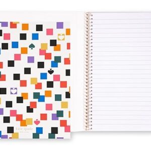 kate spade new york Small Concealed Spiral Notebook, 8.25" x 6.75" Journal Notebook with 112 Lined Pages, Scattered Checks