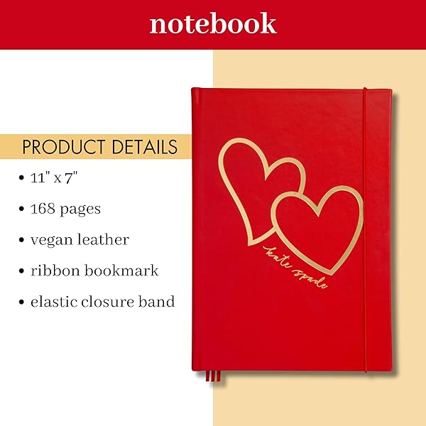 kate spade new york Take Note XL Vegan Leather Notebook, Bound Journal Includes 168 Lined Pages (Brushstroke Hearts) - Image 3