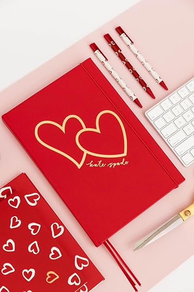kate spade new york Take Note XL Vegan Leather Notebook, Bound Journal Includes 168 Lined Pages (Brushstroke Hearts) - Image 4