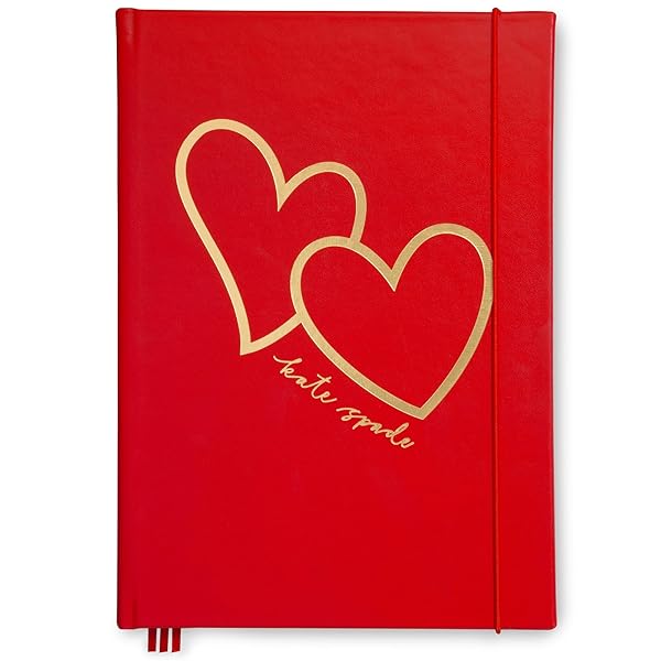 kate spade new york Take Note XL Vegan Leather Notebook, Bound Journal Includes 168 Lined Pages (Brushstroke Hearts)
